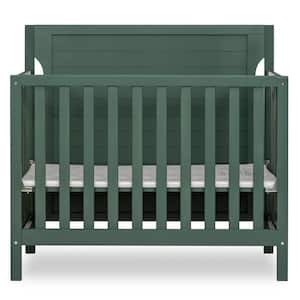 Bellport 4-in-1 Safari Green Convertible Mini/ Portable Crib I Mini Baby Crib I Includes 1.5 Mattress