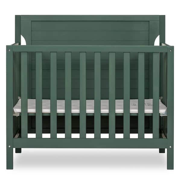 Dream On Me Bellport 4-in-1 Safari Green Convertible Mini/ Portable Crib I Mini Baby Crib I Includes 1.5 Mattress