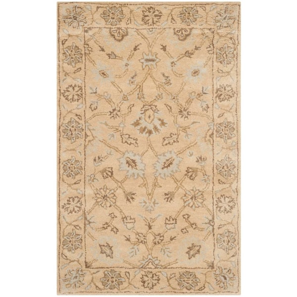 Wyndham 3 ft. x 4 ft. Light Gold Floral Oriental Area Rug