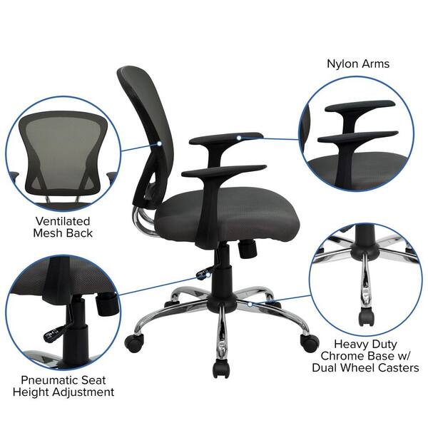 Seat Height Adjustment Office Computer Desk Chair Chrome Mesh Seat Ventilate New 
