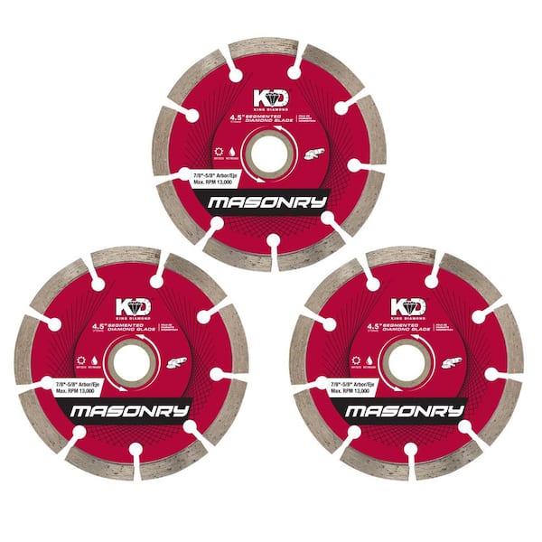 4.5 in. Masonry Material Cutting Segmented Rim Diamond Blades (3-Pack)