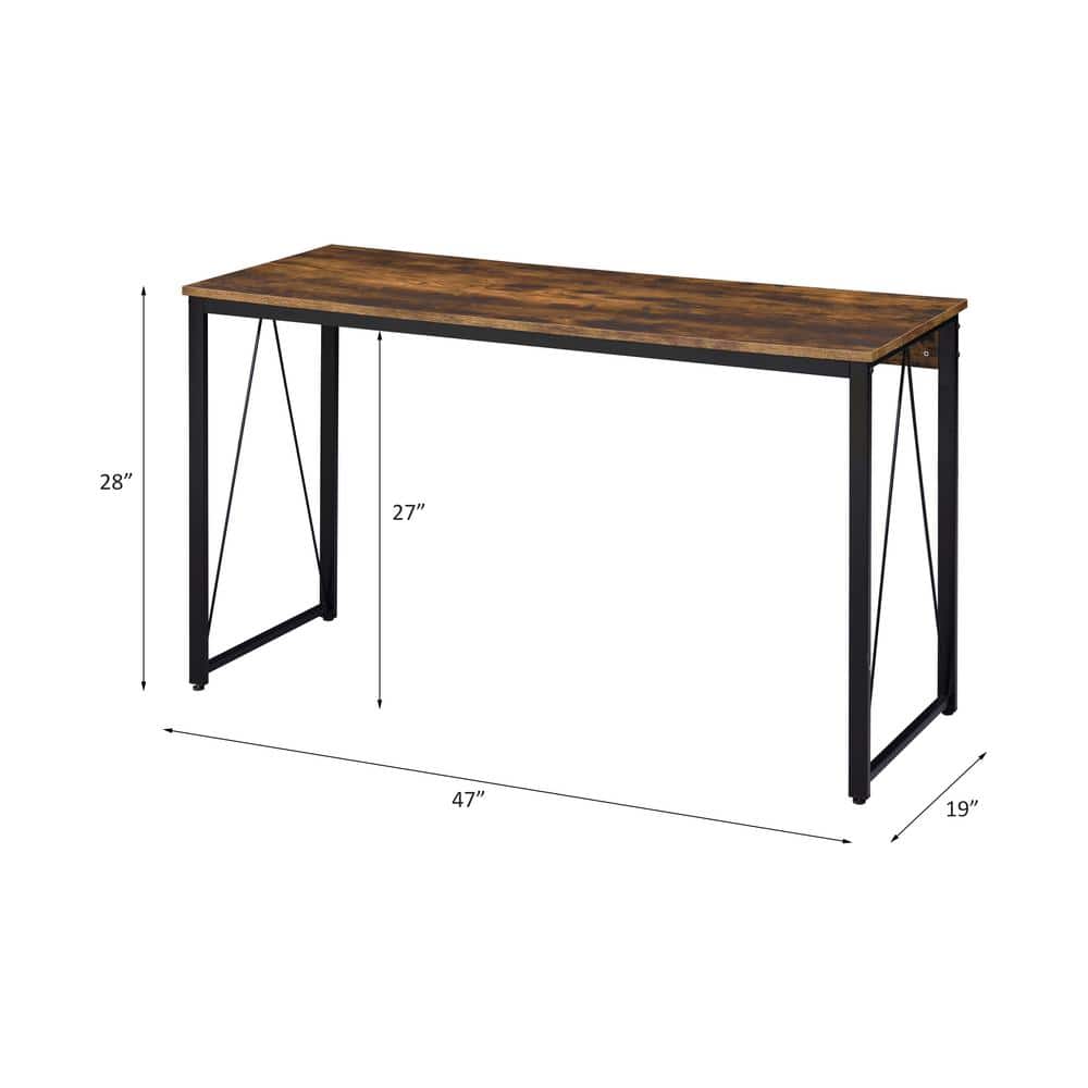Small Rustic Black Wood Writing Desk with Drawer