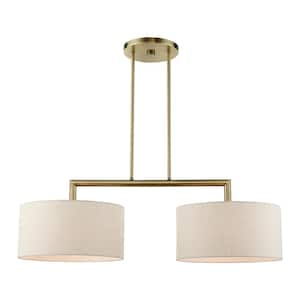 Meridian 2 Light Antique Brass Linear Chandelier