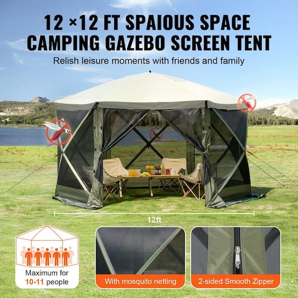SVOPES 12 x 12 FT. Pop-Up Gazebo Tent, 6-Sided Canopy with