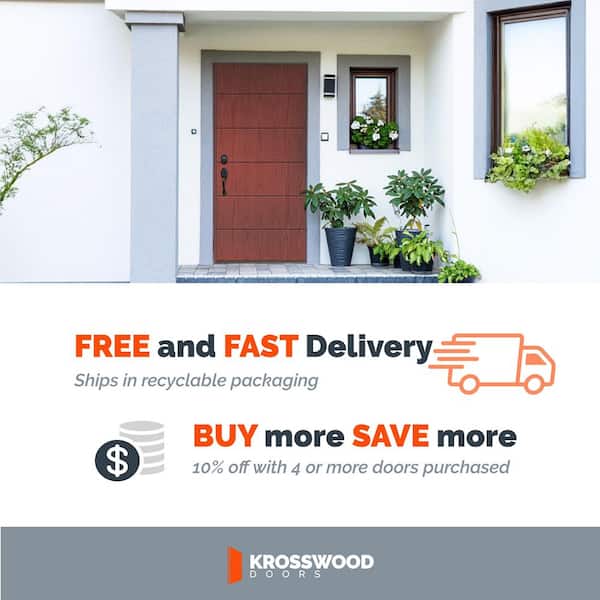 TETON Modern 36 in. x 79 in. 6-Grid Solid Panel Universal/Reversible Unfinished Fiberglass Front Door Slab