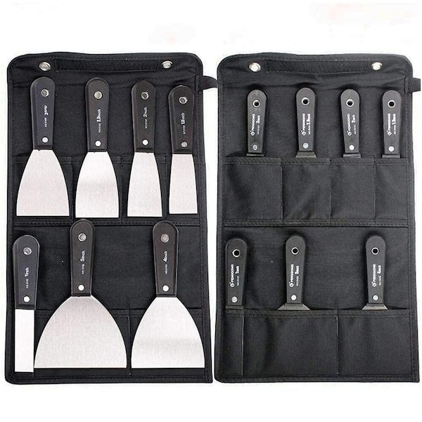 7-Piece Drywall Paint Scraper Tools with Storage Bag, Spackle Drywall Putty Knife Set, Spackling Taping Knife Tool