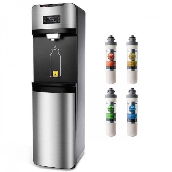 ISPRING Bottleless Water Dispenser, Self Cleaning, Stainless Steel,  Free-Standing Filtered Water Cooler Dispenser DS4-S - The Home Depot