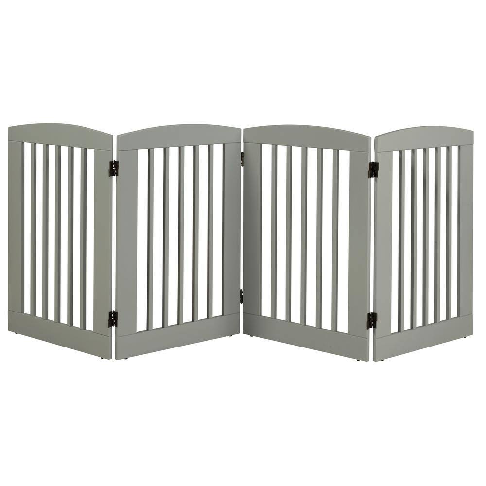 Camaflexi Ruffluv 36 in. H Wood 4-Panel Expansion Grey Pet Gate 453604 ...