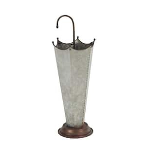 Gray Metal Umbrella Stand with Metal Handle