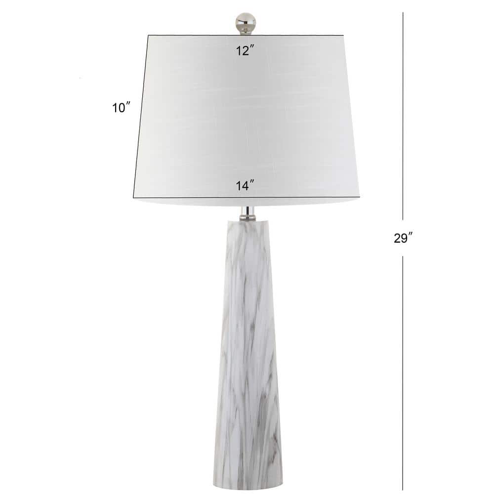 Elegant Bradley 29" White/Black Faux Marble Resin Table Lamp