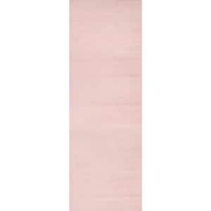 Layne Soft Silky Faux Rabbit Fur Pink 2 ft. x 6 ft. Indoor Runner Rug