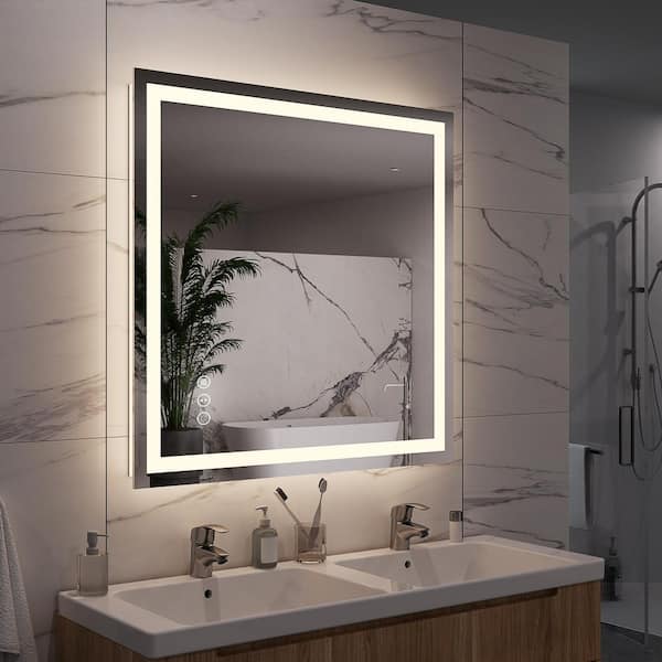 QuivaraView 36 in. W x 36 in. H Rectangular Frameless LED Wall Mounted Bathroom Vanity Mirror