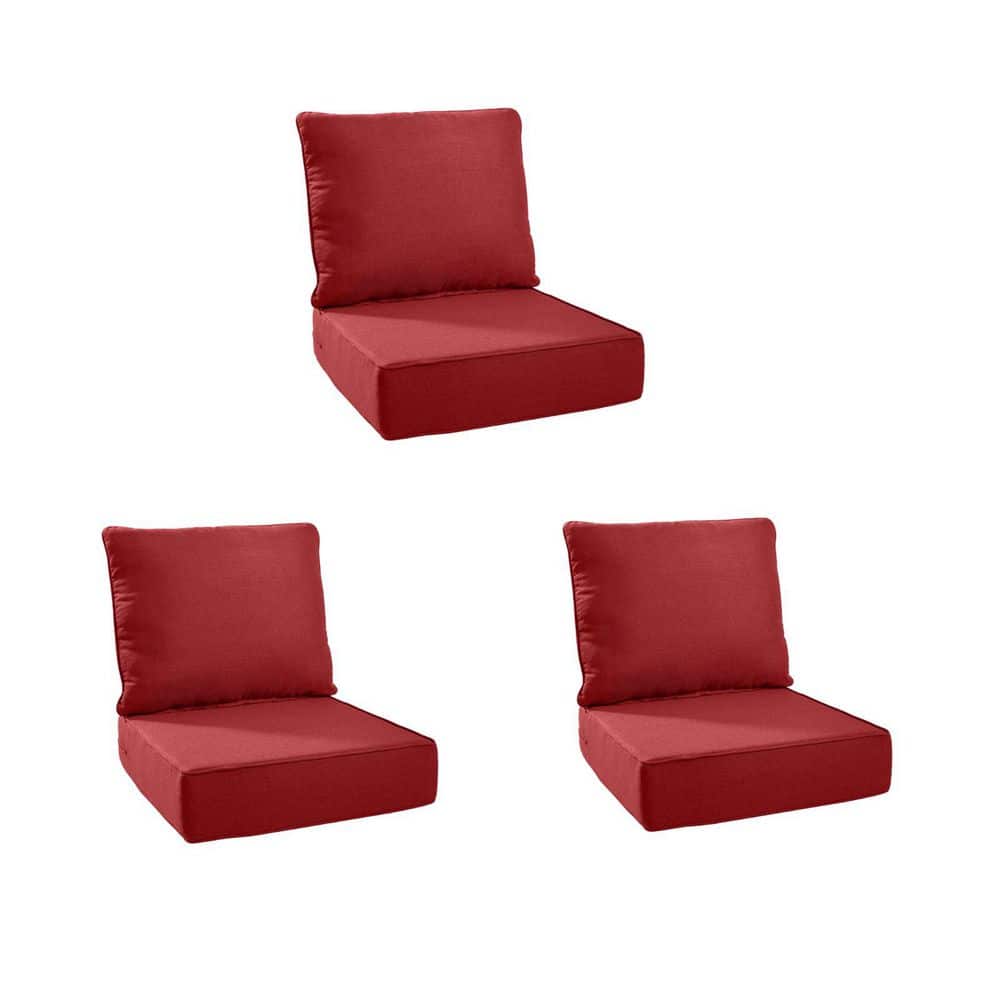 PlushCore 24 In. x 24 In. x 6 In. 6-Piece Deep Seating Outdoor Dining Chair Thick Cushion Set in Red (3-Set) price history on PriceWatchPro