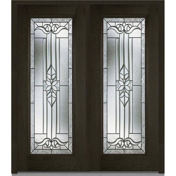 MMI Door 64 in. x 80 in. Cadence Right-Hand Inswing Full Lite Decorative Glass Stained Fiberglass Oak Prehung Front Door