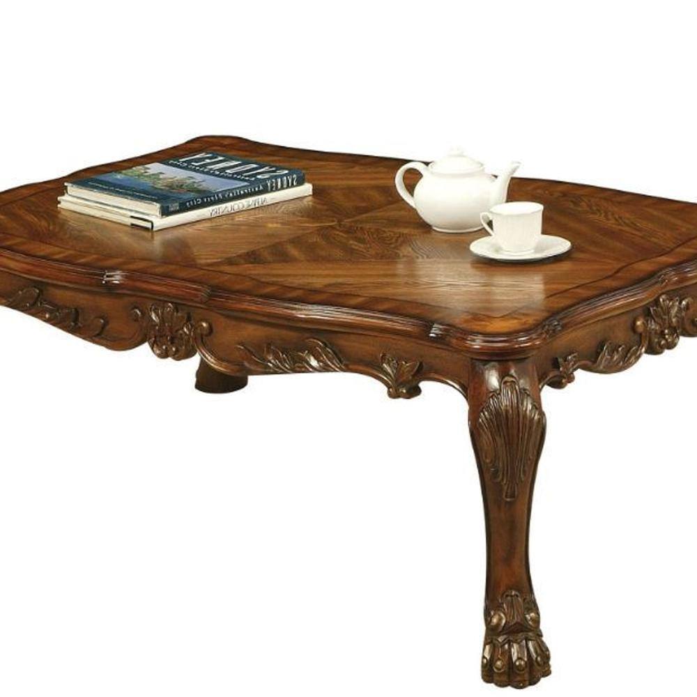 Dresden Cherry Oak 54" Rectangular Coffee Table with Claw Feet