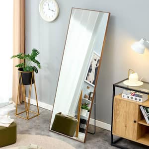 23 in. W x 65 in. H Rectangular Wooden Framed Freestanding/Wall Mounted Bathroom Vanity Mirror in Brown