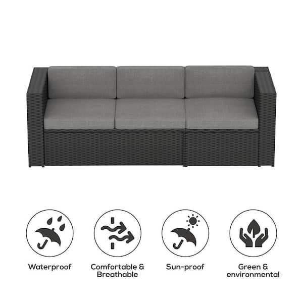 Wilson & fisher verrado black cushioned patio discount sofa