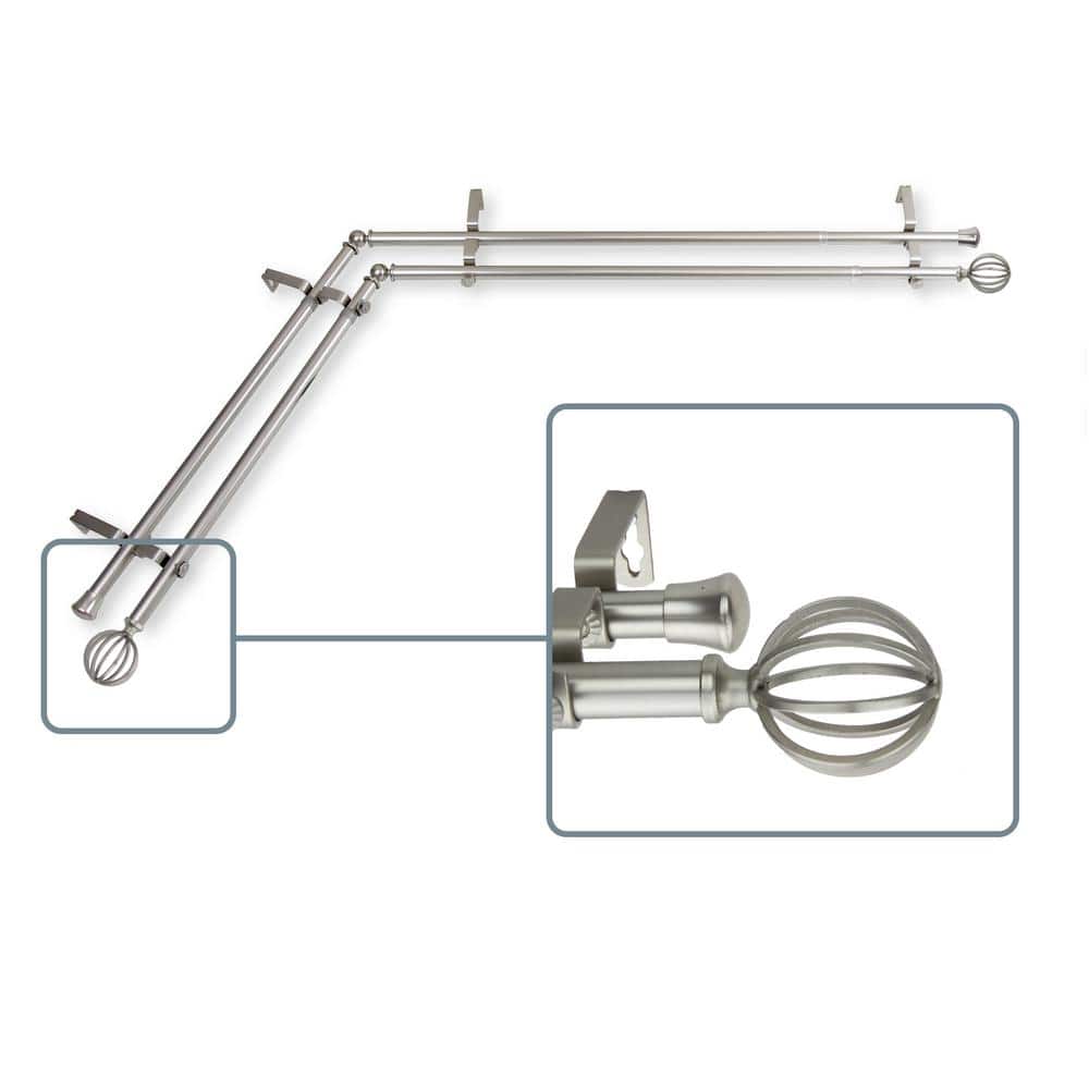 120 in. to 170 in. Adjustable 13/16 in. Corner Window Double Curtain Rod in