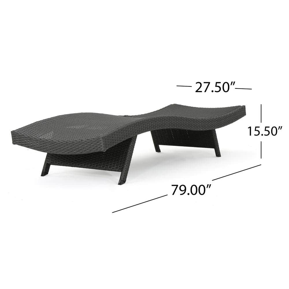 Gray Wicker Armless Outdoor Chaise Lounge with Adjustable Recline