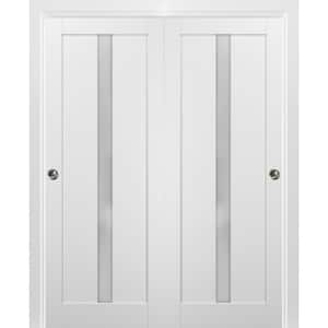 48 in. x 80 in. Single Panel White Finished Solid MDF Sliding Door with Bypass Sliding Hardware