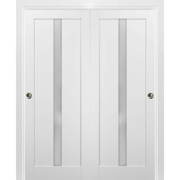 Sartodoors 48 in. x 96 in. Single Panel White Solid MDF Sliding Door with Bypass Sliding Hardware
