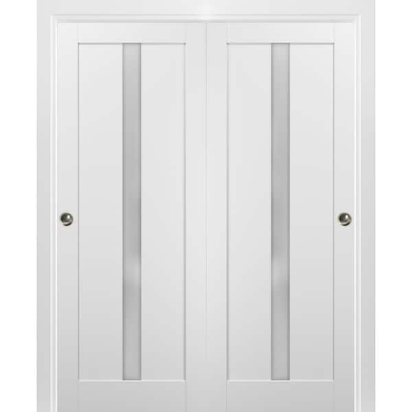 Sartodoors 60 in. x 96 in. Single Panel White Solid MDF Sliding Door ...