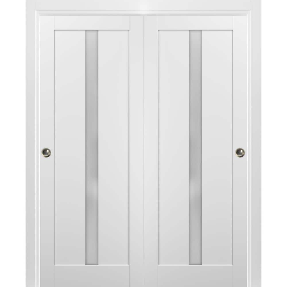 84 in. x 96 in. Single Panel White Solid MDF Sliding Door with Bypass Sliding Hardware price history on PriceWatchPro