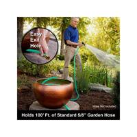 LIBERTY GARDEN 100 ft. Copper Steel Viper Hose Pot Garden Hose Reel 1908-A
