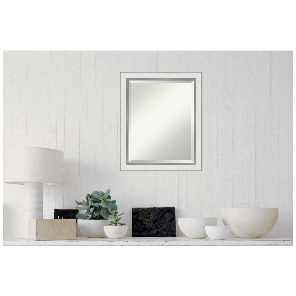 Eva White Silver Narrow Framed Vanity Mirror