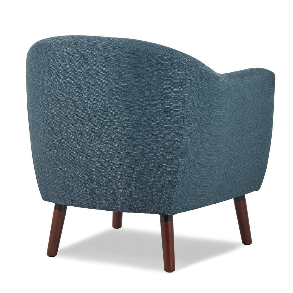 Scandinavian Blue Barrel Accent Chair in Solid Wood