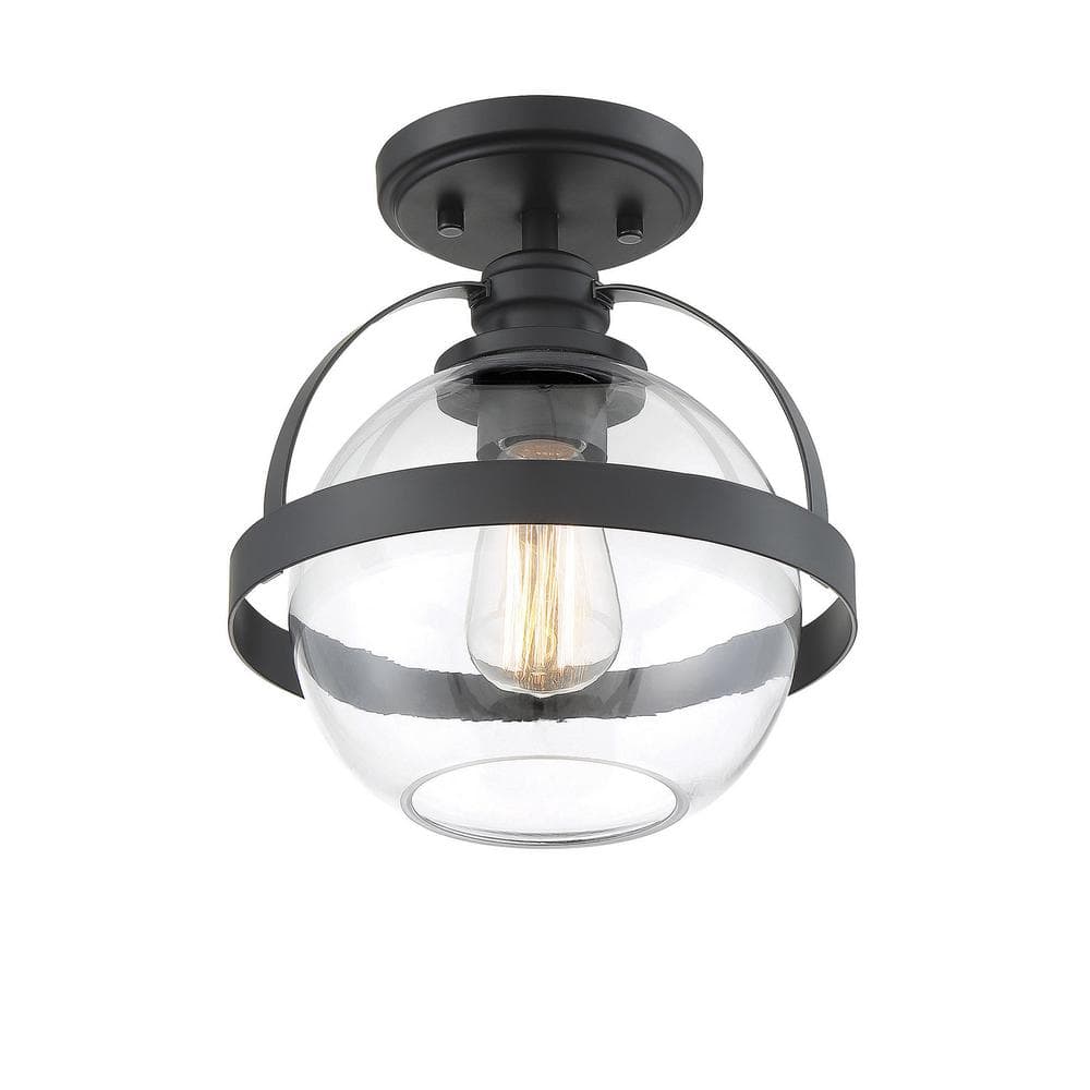 Matte Black Glass Semi-Flush Mount Ceiling Light