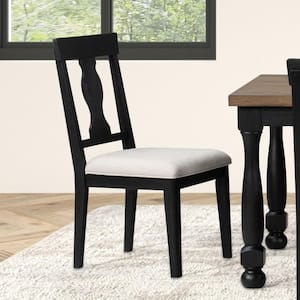 Windcrest Modern Farmhouse Black Fabric Cushioned Dining Chair (Set of 2)