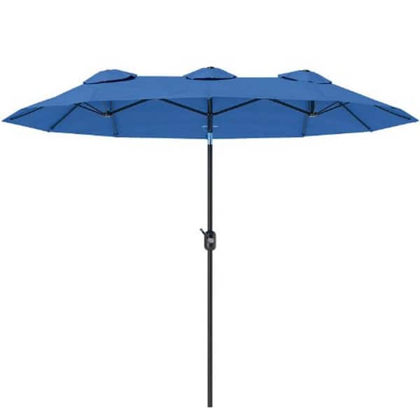 9.35 ft. Steel Beach Umbrella, Outdoor Umbrella, Double-sided Patio Umbrella With Push Button Tilt And Crank, Air Vents