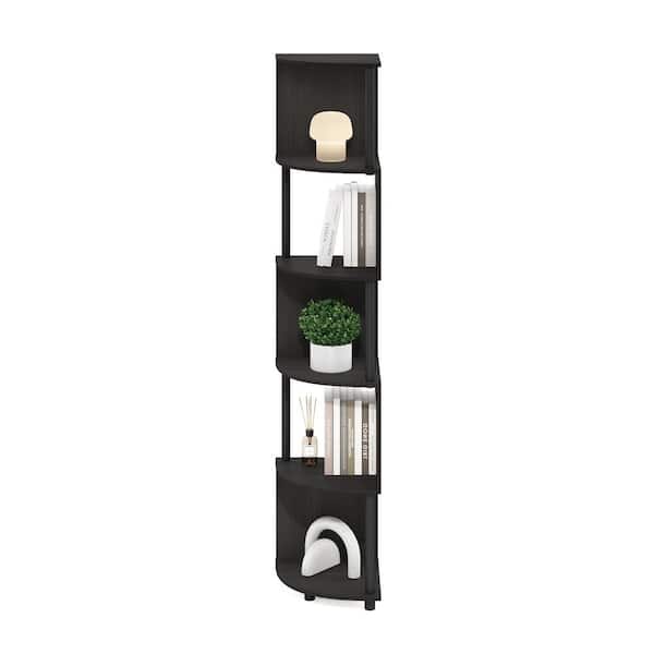 Furinno Econ 71.26 in. Tall Espresso/Black Wood 5-Shelf Zigzag