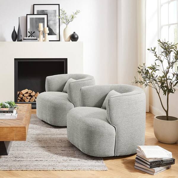 Art Leon Ivina Gray Fabric Swivel Chair with Metal Base
