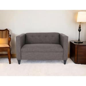 50 in. Charcoal Solid Faux Leather 2-Seater Loveseat