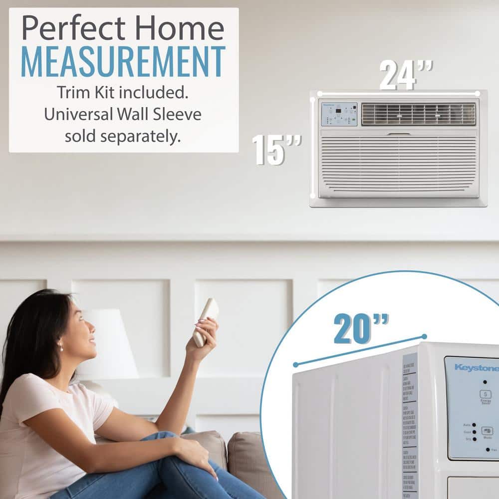 Keystone 12,000 BTU White Through-the-Wall Air Conditioner with Remote