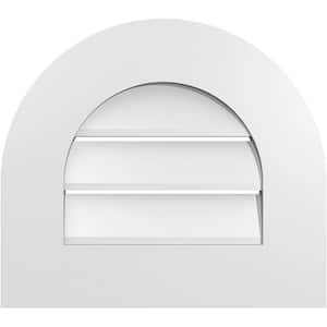 18 in. x 16 in. Round Top White PVC Paintable Gable Louver Vent Functional