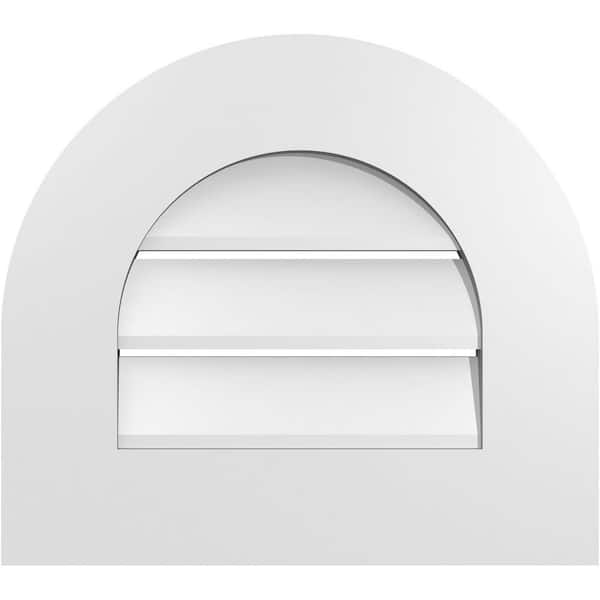Ekena Millwork 18 in. x 16 in. Round Top White PVC Paintable Gable Louver Vent Functional