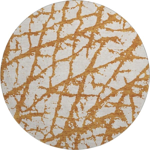 Addison Rugs Mayfield Premium Machine Washable Abstract AMF972 Copper 8 ft. x 8 ft. Round Rug