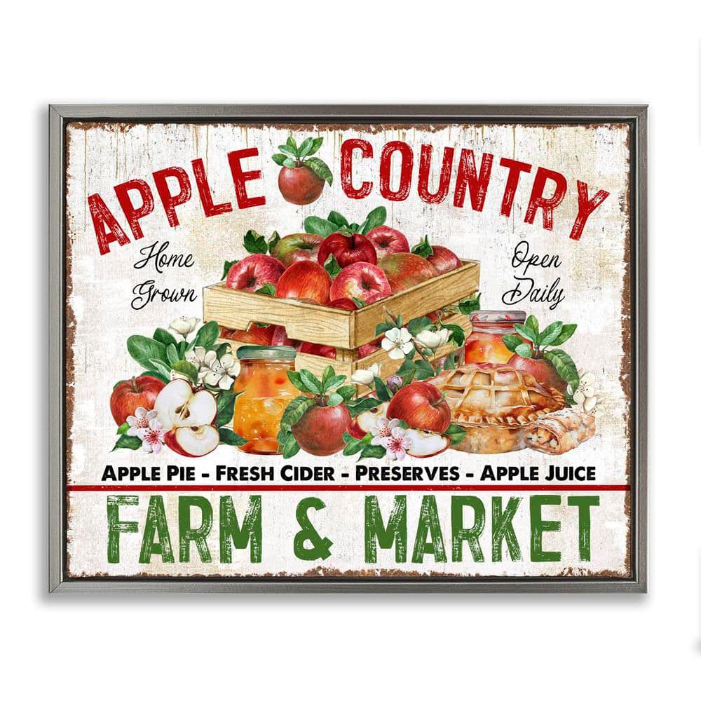 Apple Country Market by Creatif Belle Gray Floater Frame Graphic Typography Art Print 31 in. x 25 in. price history on PriceWatchPro