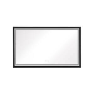 72 in. W x 36 in. H Oversized Rectangular Aluminium Framed Dimmable Wall Bathroom Vanity Mirror in Matte Black
