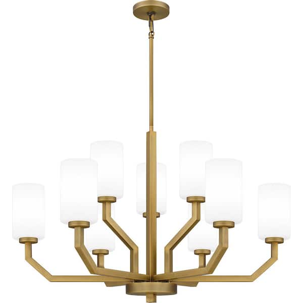 Quoizel Cavalier 9-Light Aged Brass Chandelier
