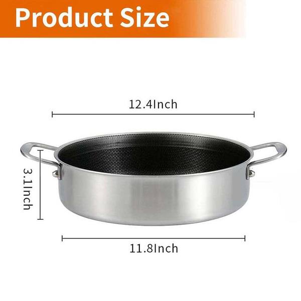 Lynzavix 12 qt. Stainless Steel Nonstick Saute Pan with Lid, Tri