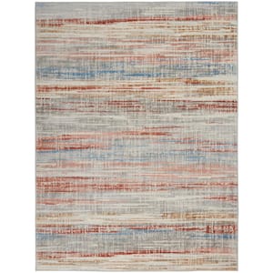 Elation Ivory Multicolor 4 ft. x 6 ft. Abstract Geometric Area Rug