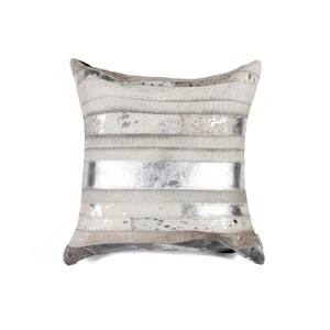 Torino Madrid Cowhide Silver Geometric 18 in. x 18 in. Throw Pillow