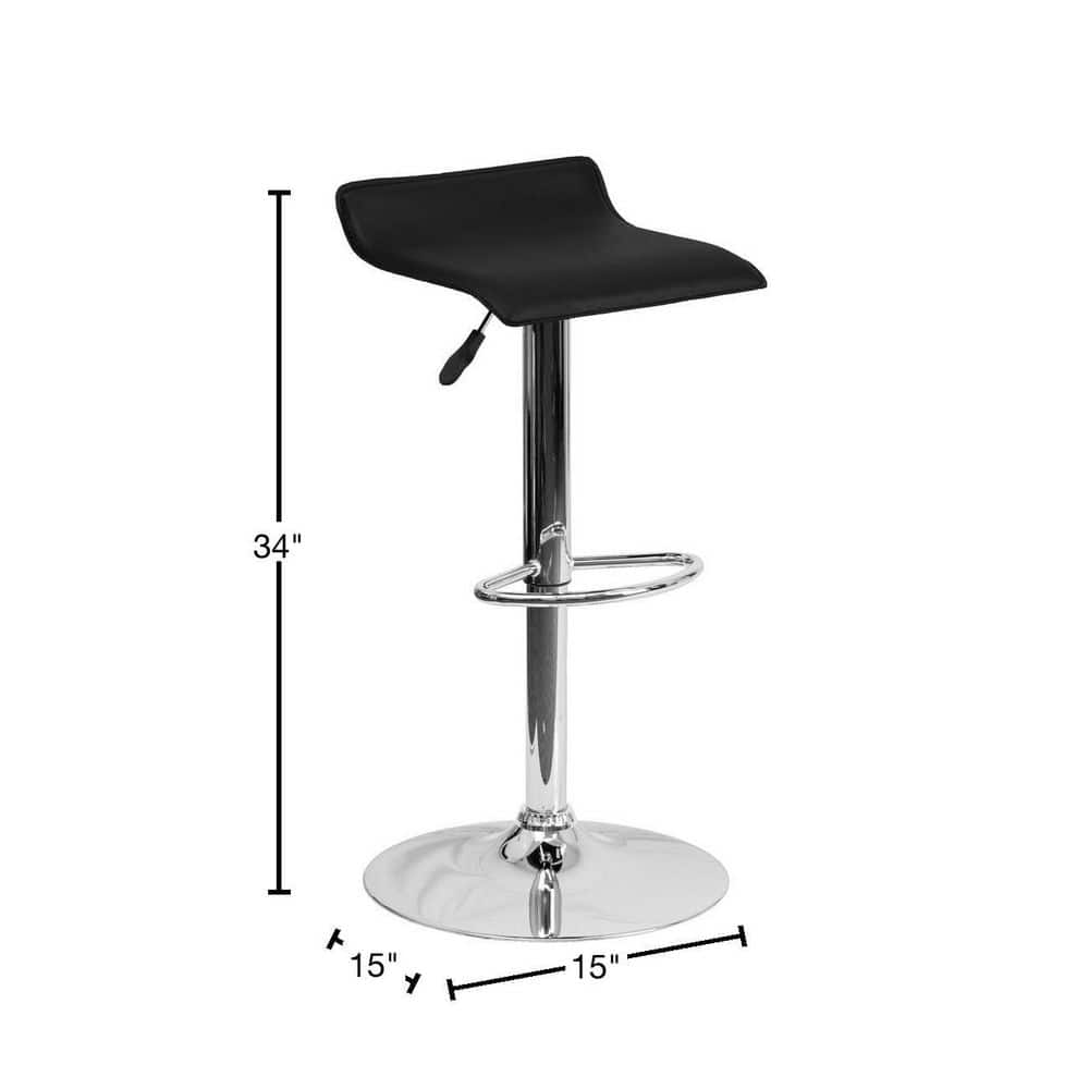 Sleek Black Vinyl and Chrome Adjustable Swivel Barstool