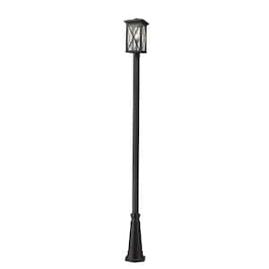 Brookside 1-Light Black 113.5 in. Aluminum Hardwired Outdoor Weather Resistant Post Light Set with No Bulb Included