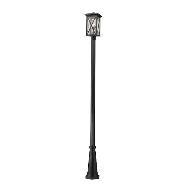 Unbranded Brookside 1-Light Black 113.5 in. Aluminum Hardwired Outdoor Weather Resistant Post Light Set with No Bulb Included
