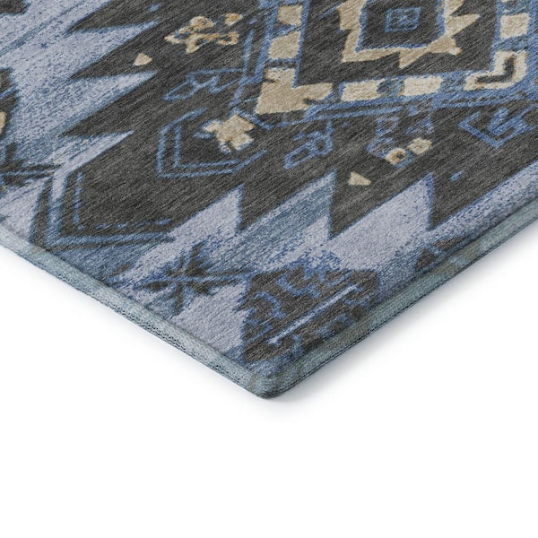 Mayfield Premium Machine Washable Abstract AMF1945 Blue 10 ft. x 14 ft. Area Rug
